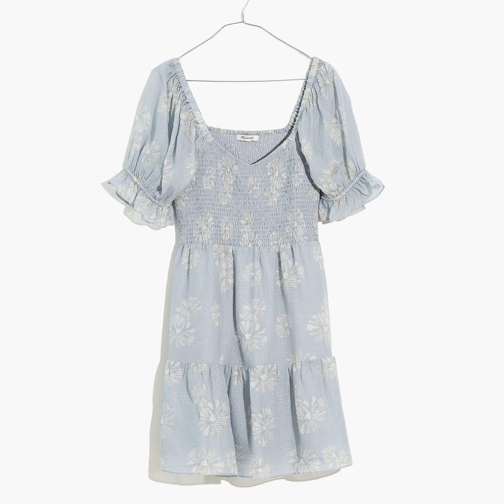 NWT - Madewell Silk Lucie Smocked Mini Dress in Moody Blooms Size XXS